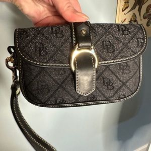 Dooney & Bourke Mini Purse or Wristlet Black Signature Design Gold Hardware